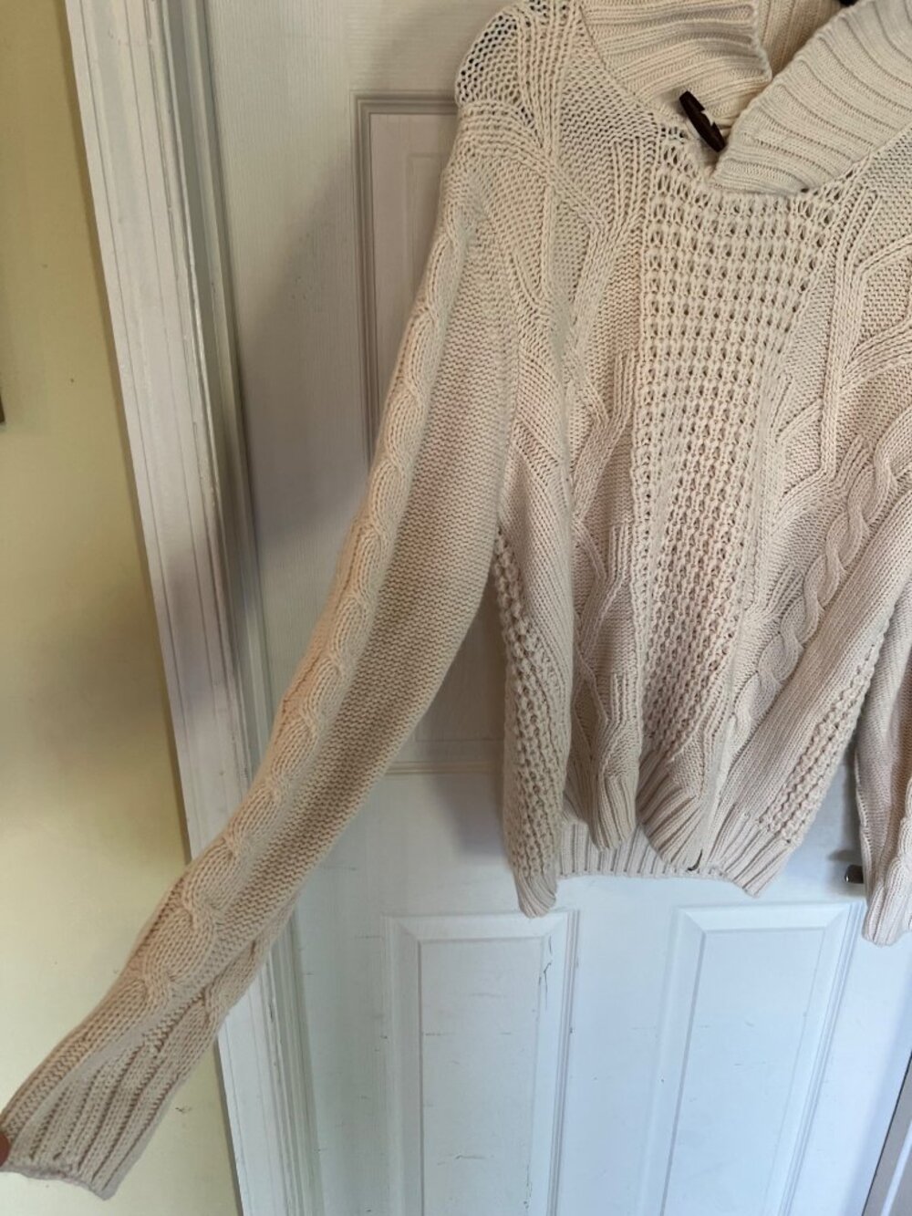 Weatherproof Cream Cable Knit Fishman Sweater Classic Holiday Winter Ski Medium - Picture 4 of 12